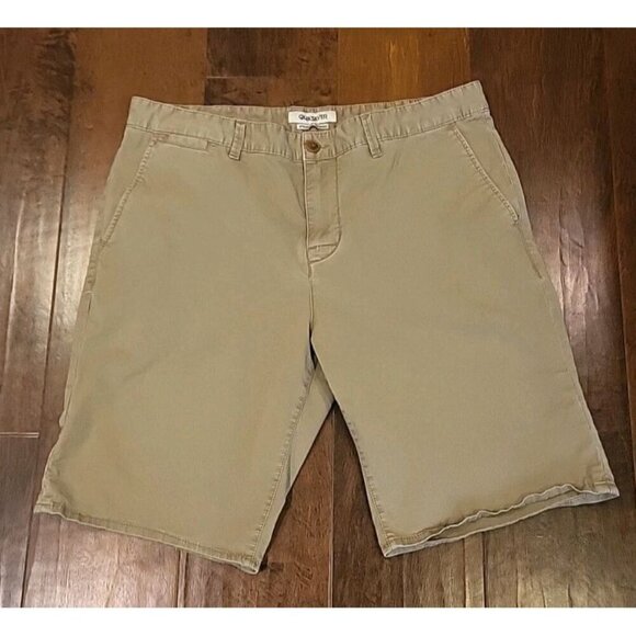 Quicksilver Shorts Mens 38 Brown Khaki Tan Chino 2014 Style Flat Front High Rise - Picture 1 of 11